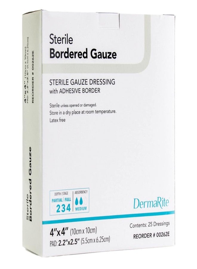 DermaRite's Sterile Bordered Gauze Dressing with Adhesive Border - Flexible Non-Linting Material, First-Aid, Individually Packaged - 4 in. x 4 in., 1 Count, 25 Packs, 25 Total - Image 2