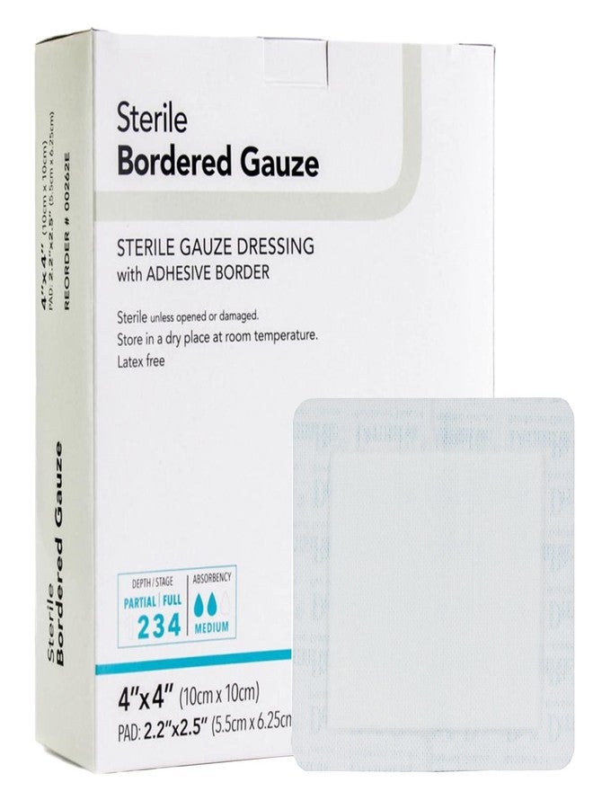DermaRite's Sterile Bordered Gauze Dressing with Adhesive Border - Flexible Non-Linting Material, First-Aid, Individually Packaged - 4 in. x 4 in., 1 Count, 25 Packs, 25 Total - Image 1