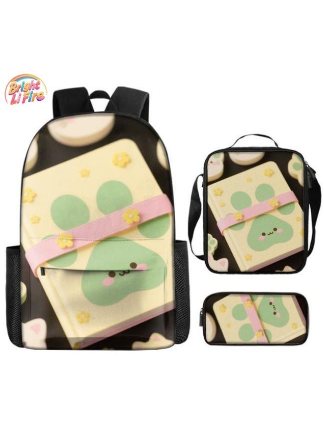 Bright Li Fire Unlock the new fashion of childish fun! Three-piece set of bags, cartoon elements for children and teenagers (students, children, friends' outings, mountain climbing, schooling, etc. can be used) - 12 - Image 1