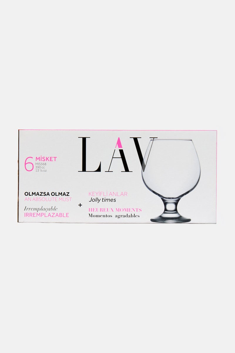 LAV 6 Pieces Misket Brandy Snifter Glass 390ml, Transparent - Image 3