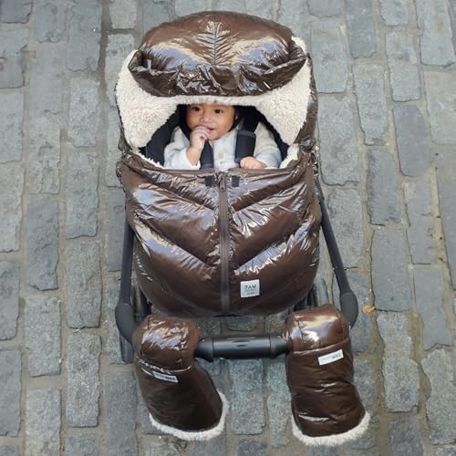 7 A.M 7AM Enfant Car Seat Covers Cocoon Baby Cover for Boys Girls Rain Snow Repellent Breathable Windproof Center Zipper Universal Fit for Infant Car Seat 012M Brown Polar - Image 3
