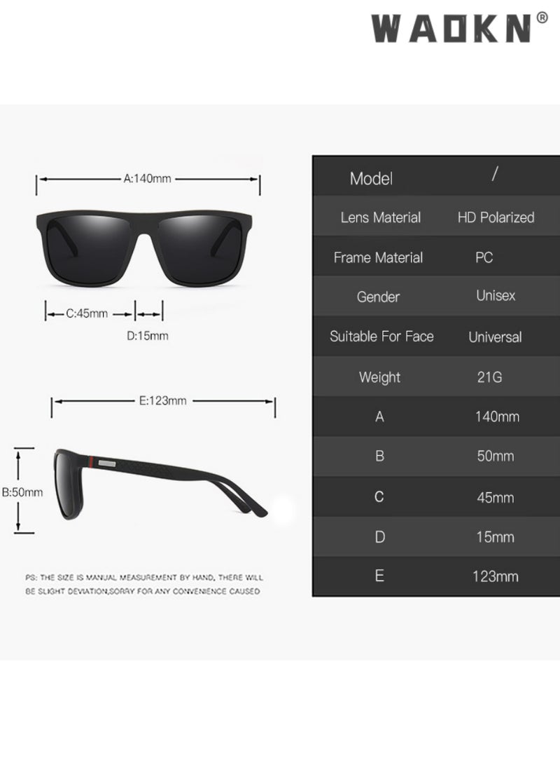 دبليو أيه أو كي أن نظارات شمسية مربعة مستقطبة للرجال والنساء، نظارات شمسية بحماية من الأشعة فوق البنفسجية 400 بإطار من البولي كربونات، نظارات شمسية عصرية مضادة للتوهج للرجال أثناء القيادة وصيد الأسماك ولعب الجولف والسفر - Image 4