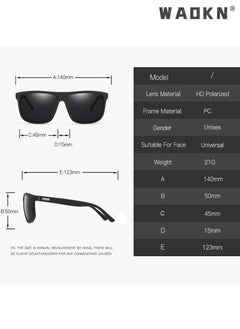 WAOKN Polarized Square Sunglasses for Men Women, UV400 Protection Sun Glasses with PC Frame, Fashion Anti-Glare Sunglasses for Men Driving, Fishing, Golfing, Traveling  - Image 4