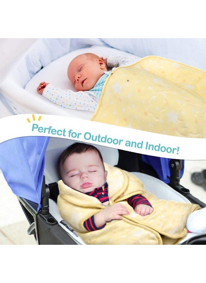 JOIE BEAN - Fleece Baby Wrap Swaddle Blanket And Infant Sleeping Bag ; Adjustable Sleep Sack 2 In 1 Blanket ; Soft Fleece Baby Wearable Blanket Stroller Wrap For Secure Sleep Nap Yellow - Image 1