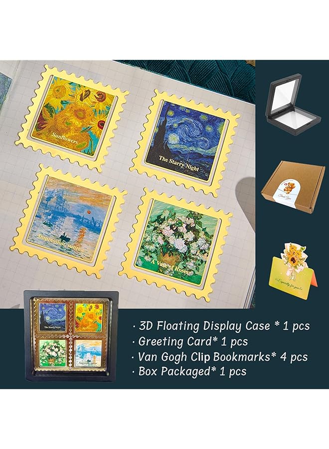 إيروريكس علامات مرجعية بمشبك معدني مكونة من 4 قطع برسومات زيتية عتيقة، علامة مرجعية فريدة من نوعها لعشاق الكتب للفتيات، هدايا تقدير للمعلمين، هدايا شكر للقراء والأصدقاء، لوحة فان جوخ ليلة مرصعة بالنجوم - Image 2