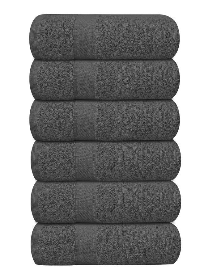 KAHAF COLLECTION مجموعة كاهف - عبوة من 6 مناشف استحمام 27 × 54 بوصة، 100% قطن، أكبر وأخف وزنًا، أسرع في الجفاف، ناعمة جدًا وامتصاصها ممتاز، مثالية للحمام (رمادي، عبوة من 6 (27''x54'')) - Image 1
