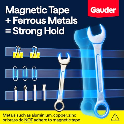 GAUDER Magnetic Tape with 3M Adhesive - Strong Self-Adhesive Magnet Strip - Strong Magnetic Tape Roll with Cuttable Length & 3M Sticky Back (10 ft x 0.6 in) - Image 4