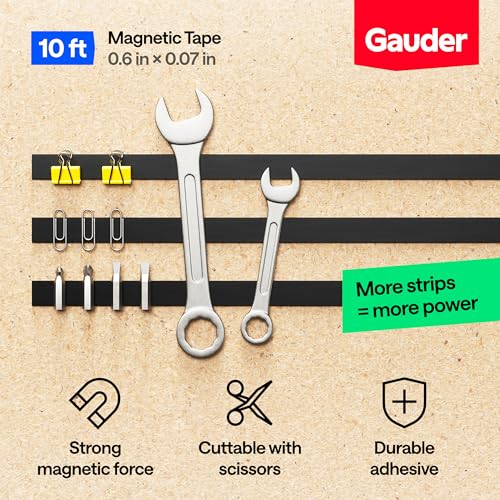 GAUDER Magnetic Tape with 3M Adhesive - Strong Self-Adhesive Magnet Strip - Strong Magnetic Tape Roll with Cuttable Length & 3M Sticky Back (10 ft x 0.6 in) - Image 3