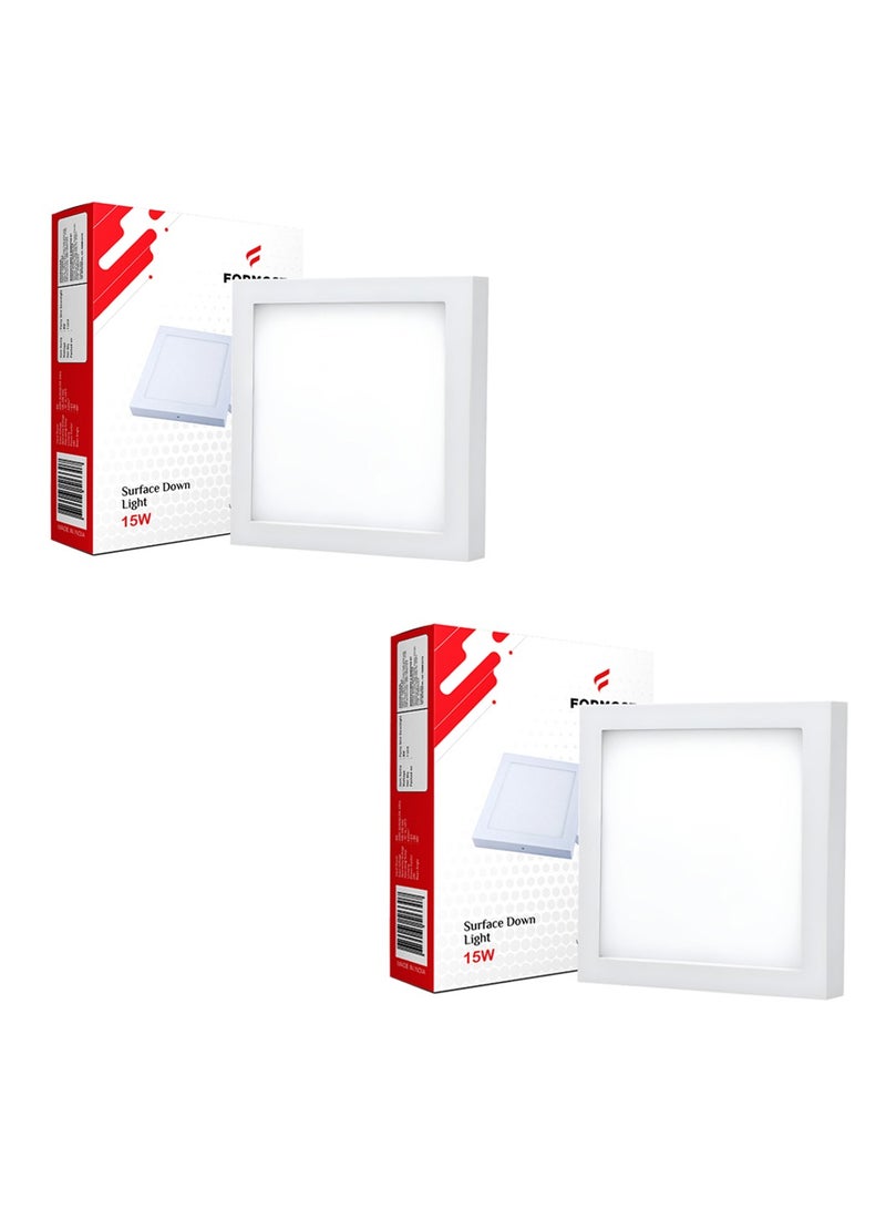 FORMOST FORMOST Surface Down Light LED Square 15W| Surge Protection 4KV | Long Lasting Downlighter for Home Shops and Hotels Ceiling | Durable and Sustainable | 2 Years Warranty | Warm White | Pack of 2  - Image 1