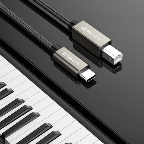 DigitalLife 2m USB Type C to B MIDI Interface Converter Cable, Compatible with Windows 11 / macOS 14 Sonoma (Metal, Nylon Braided) - Image 4