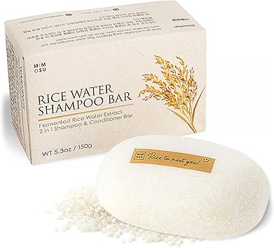 mimosu Hair Growth Shampoo Bar Fermented Rice Water 2in1 Shampoo Conditioner 5oz Unscented pH Balanced Solid Bar for Oily Hair Korean Hair Care - Image 1