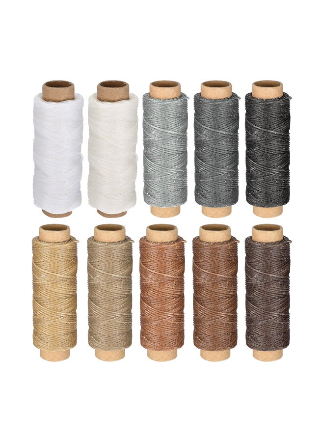 Map 55 Yards Leathercraft Thread, 1/15mm Diameter, Flat Waxed Polyester, for Hand Sewing, Multi Color (Pack of 10) - Image 1