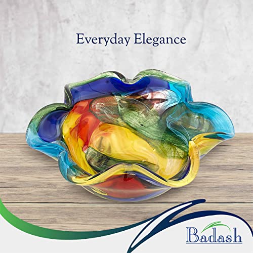 Badash Stormy Rainbow Art Glass - Murano-Style Art Glass Bowl Centerpiece - 8" Mouth-Blown Glass Bowl - Decor Bowl Centerpiece Home Decor Accent - Image 5