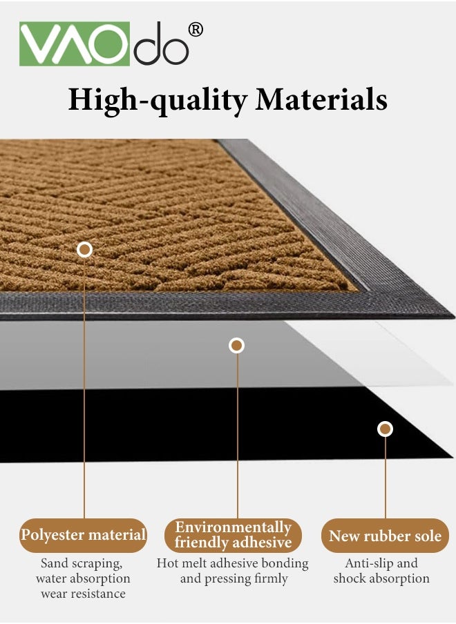 VAOdo Front Door Mat, Heavy Duty Durable Welcome Mat for Outdoor Indoor, Dirt Trapper Waterproof Super Absorbent Door Mat, Anti-Slip Trapping Rugs for Entryway Outside Patio Porch  - Image 5