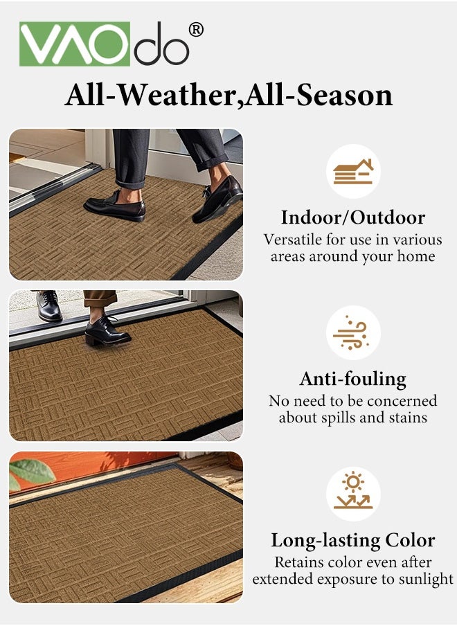 VAOdo Front Door Mat, Heavy Duty Durable Welcome Mat for Outdoor Indoor, Dirt Trapper Waterproof Super Absorbent Door Mat, Anti-Slip Trapping Rugs for Entryway Outside Patio Porch  - Image 4