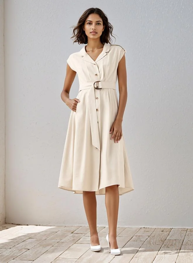 ايكونيك فستان قميص عملي أيقوني بحزام