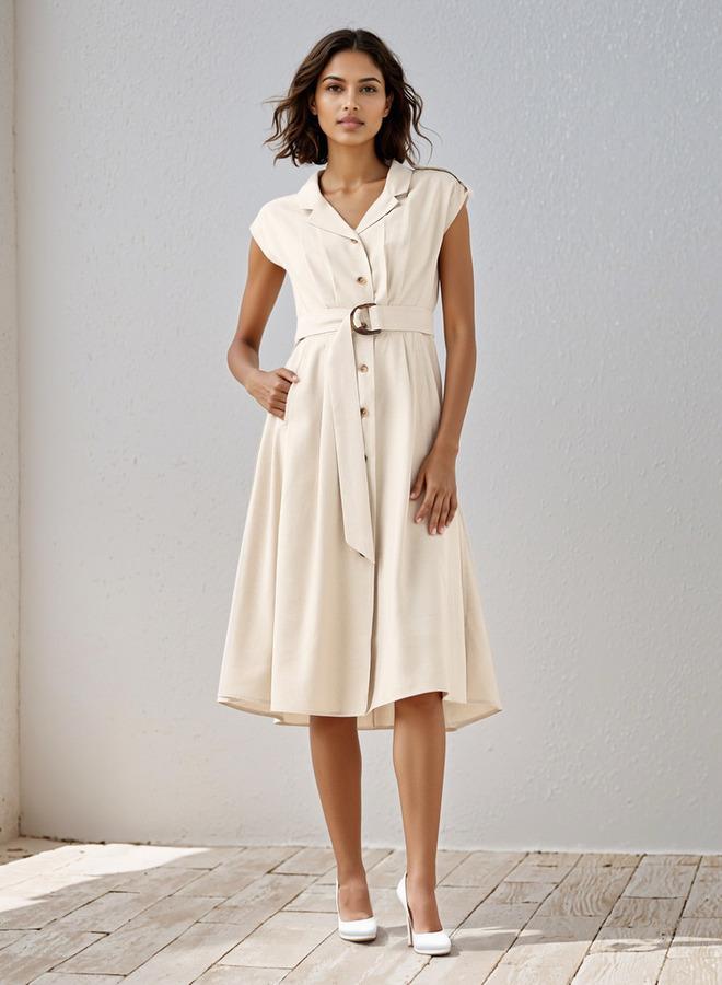 ايكونيك فستان قميص عملي أيقوني بحزام - Image 2