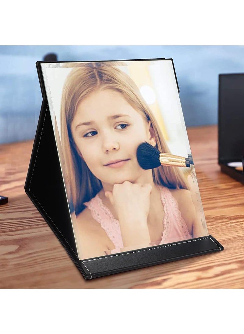 TOMATUS TOMATUS Portable Folding Mirror Makeup Mirror with Stand for Office Desk Vanity Table Travel Pack of 1 Black  - Image 2