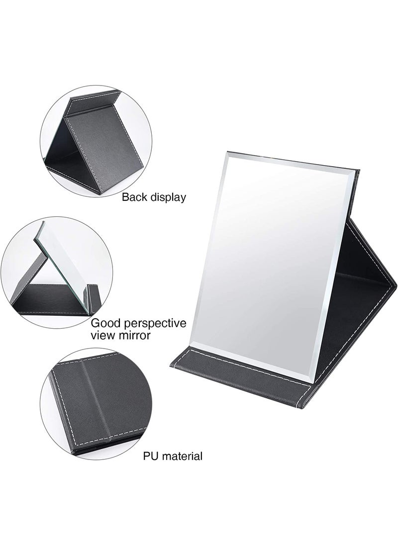 TOMATUS TOMATUS Portable Folding Mirror Makeup Mirror with Stand for Office Desk Vanity Table Travel Pack of 1 Black  - Image 3