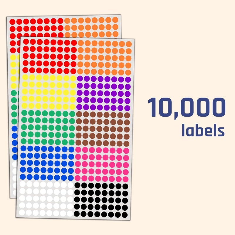 TownStix 10000 قطعة ملصقات دائرية ملونة صغيرة 14 بوصة 10 ألوان - Image 3