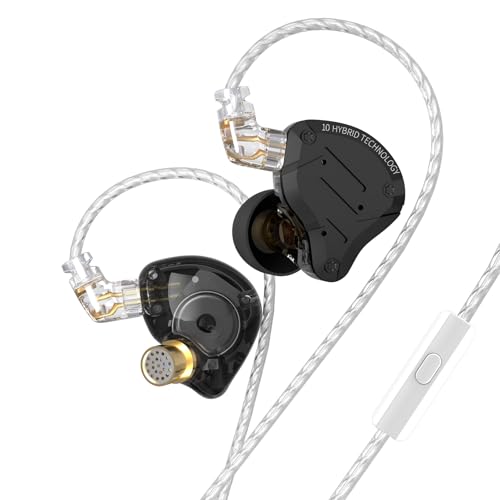 Kinboofi KZ ZS10 Pro سماعة أذن مراقبة، 4BA 1DD سماعة رأس سلكية متعددة السائقين، سماعات IEM على المسرح HiFi لمغني وعازف جيتار وعازف طبول (أسود غير لامع مع ميكروفون) - Image 1