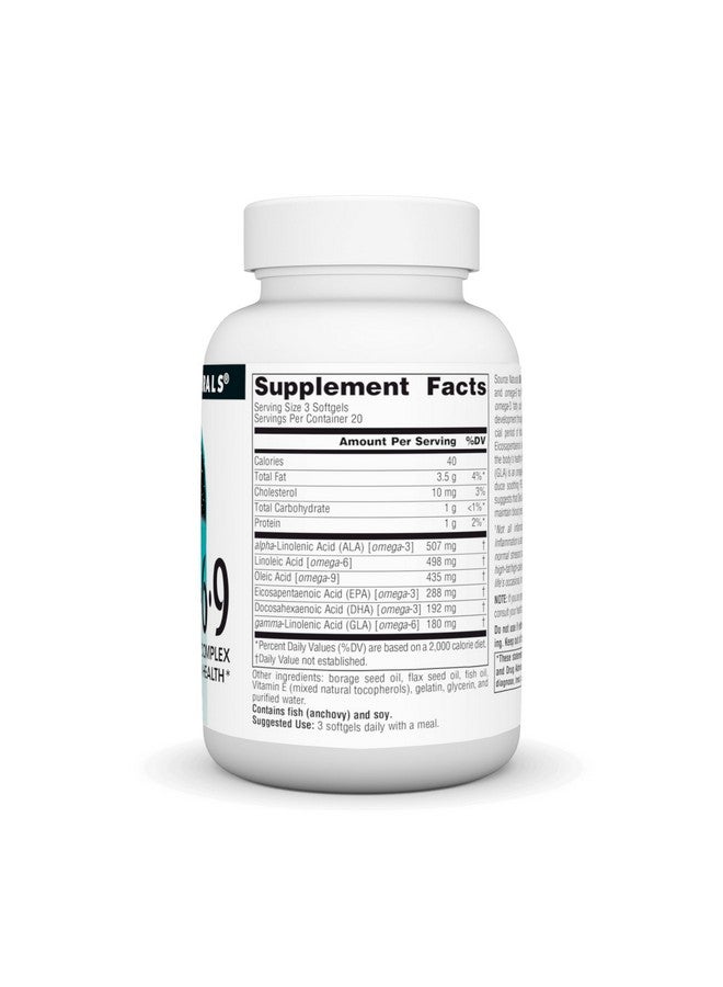 Source Naturals Omega 3-6-9, Essential Fatty Acid Complex for Heart and Brain Health* - 60 Softgels - Image 2