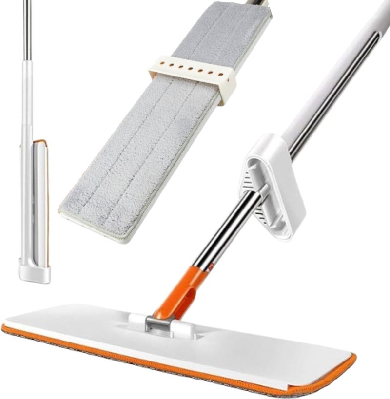 Raggle Flat Microfiber Magic Mop for Floor Cleaning,Home Hands Free Squeeze Mop 360° for Floor, Slider Squeeze Mop, Stainless-Steel Handle, Bucket Less Mop and Microfiber Refill (Squeeze Mop) - Image 1
