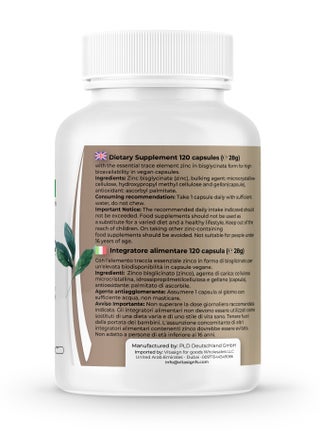 VITASIGN Zinc Glycinate 25mg | Made in Germany | Chelated High-Absorption Zinc | Immune & Skin Support120 Capsules - view 3
