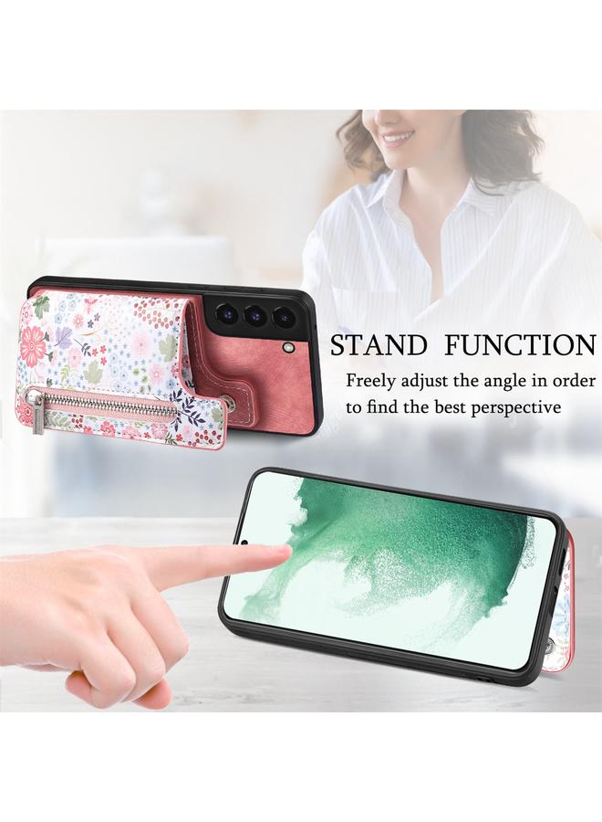 S-TOP Case For Samsung Galaxy S22+ 5G Retro Painted Zipper Wallet Back Phone Case - Image 4
