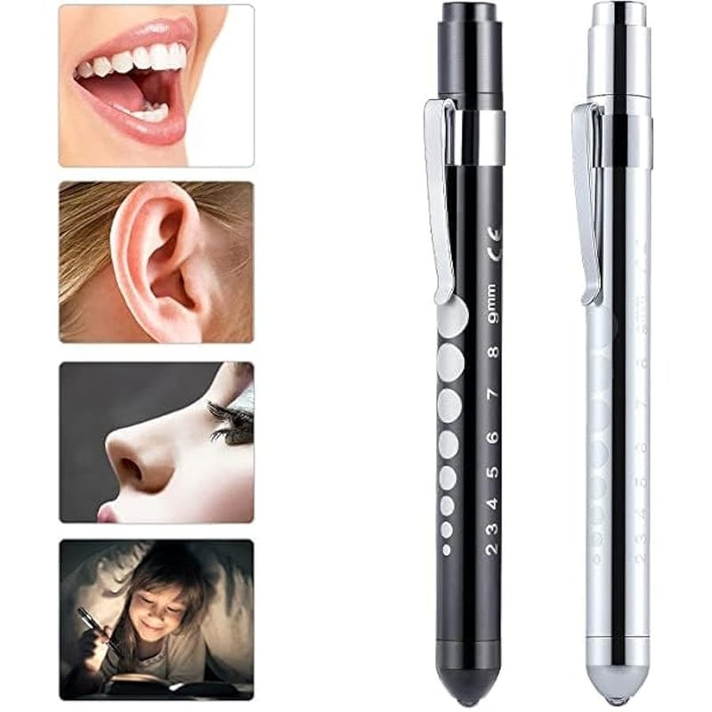 قلم اضاءة طبي تشخيص (قطعتان) من شيفكيت، مصباح ليد صغير قابل لاعادة الاستخدام قلم مصباح يدوي مصباح يدوي LED، مصباح ضوئي للطبيب الممرضة EMT للطوارئ - Image 4