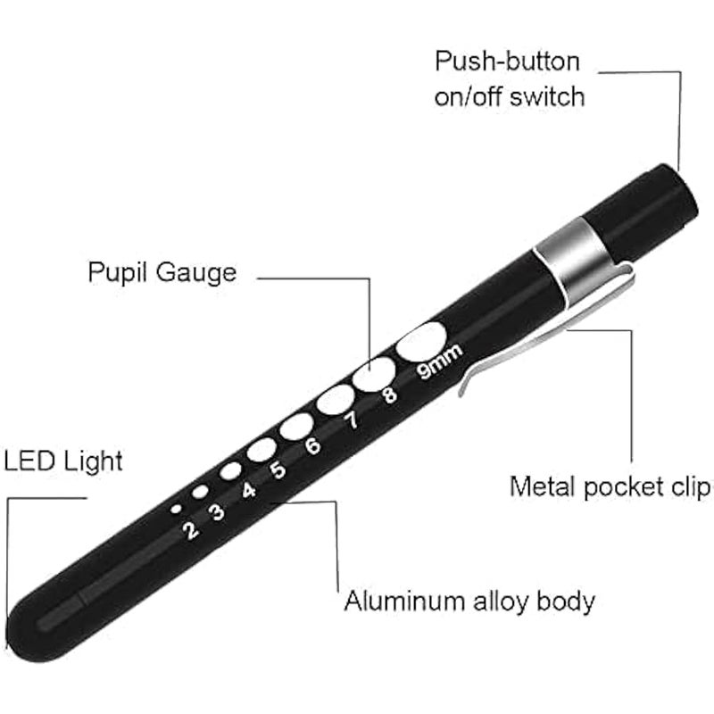قلم اضاءة طبي تشخيص (قطعتان) من شيفكيت، مصباح ليد صغير قابل لاعادة الاستخدام قلم مصباح يدوي مصباح يدوي LED، مصباح ضوئي للطبيب الممرضة EMT للطوارئ - Image 3