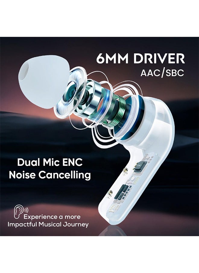 iCruze - Maxpods TWS Earbuds with Digital Battery Display, Dual Mic ENC Noise Cancelling, 6mm Drivers, IPX7 Waterproof, Voice Assistant, Touch Control, Up to 6 Hours Playtime, 250mAh Battery - Blue - Image 1