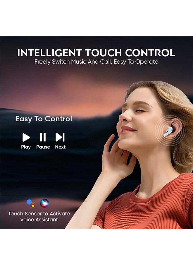 iCruze - Maxpods TWS Earbuds with Digital Battery Display, Dual Mic ENC Noise Cancelling, 6mm Drivers, IPX7 Waterproof, Voice Assistant, Touch Control, Up to 6 Hours Playtime, 250mAh Battery - Blue - Image 1