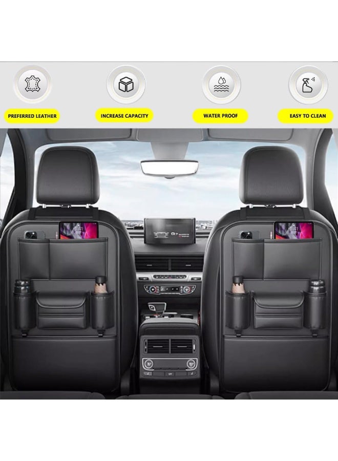 YelaJoy Car Backseat Storage Bag, Seat Back Organizer with Tissue Box, Multifunctional Kick Mat, Backseat Protector Cover Pad, Large Capacity Seat Back Storage Hanging Bag - Image 2
