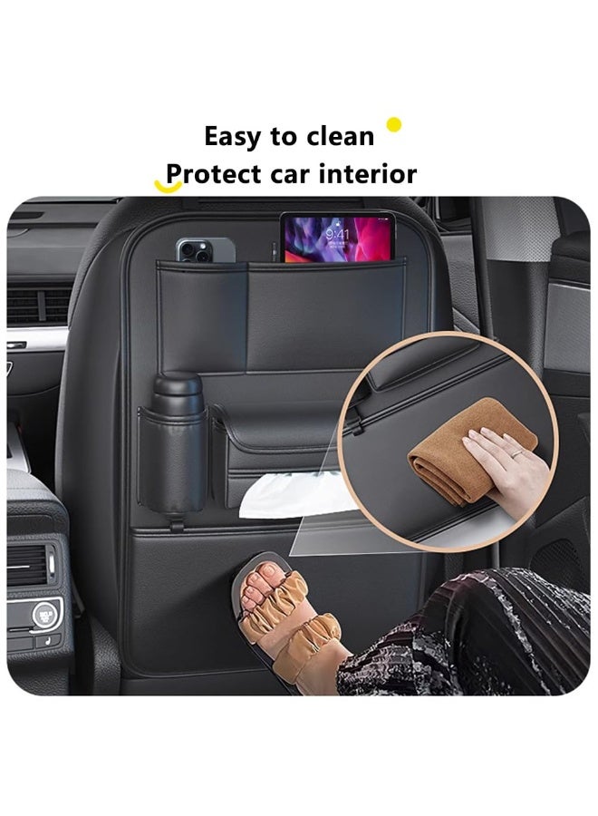 YelaJoy Car Backseat Storage Bag, Seat Back Organizer with Tissue Box, Multifunctional Kick Mat, Backseat Protector Cover Pad, Large Capacity Seat Back Storage Hanging Bag - Image 5