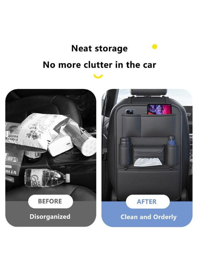 YelaJoy Car Backseat Storage Bag, Seat Back Organizer with Tissue Box, Multifunctional Kick Mat, Backseat Protector Cover Pad, Large Capacity Seat Back Storage Hanging Bag - Image 4