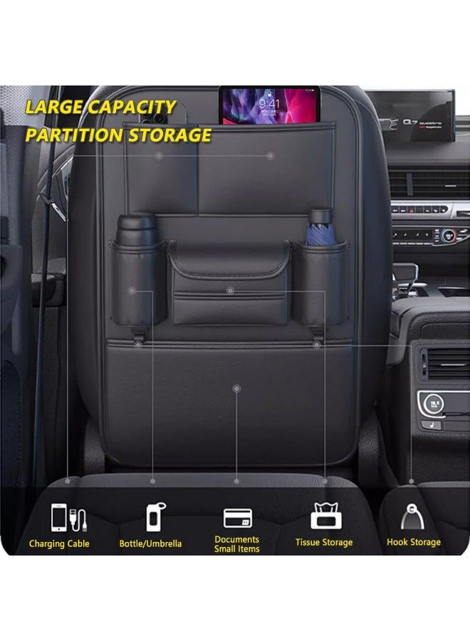 YelaJoy Car Backseat Storage Bag, Seat Back Organizer with Tissue Box, Multifunctional Kick Mat, Backseat Protector Cover Pad, Large Capacity Seat Back Storage Hanging Bag - Image 3