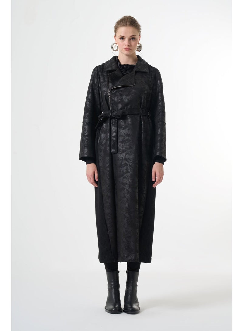 MissWhence Suede trench coat - Black Patterned - Image 1