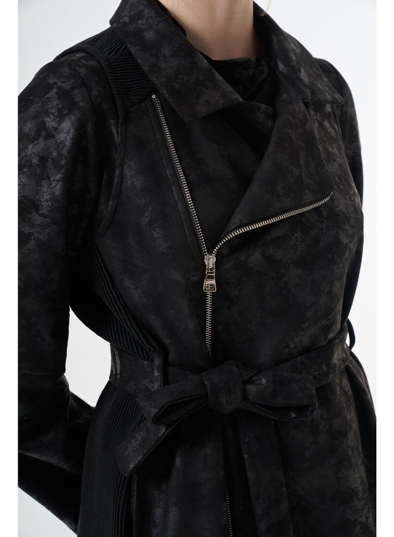 MissWhence Suede trench coat - Black Patterned - Image 3