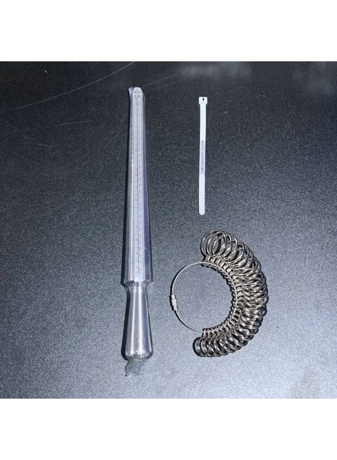 Steel Color Metal Ring Mandrel Sizer Gauge Jewelry Making Tool For Men Women - Image 1
