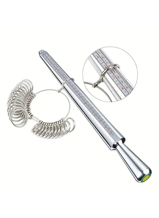 Steel Color Metal Ring Mandrel Sizer Gauge Jewelry Making Tool For Men Women - Image 3