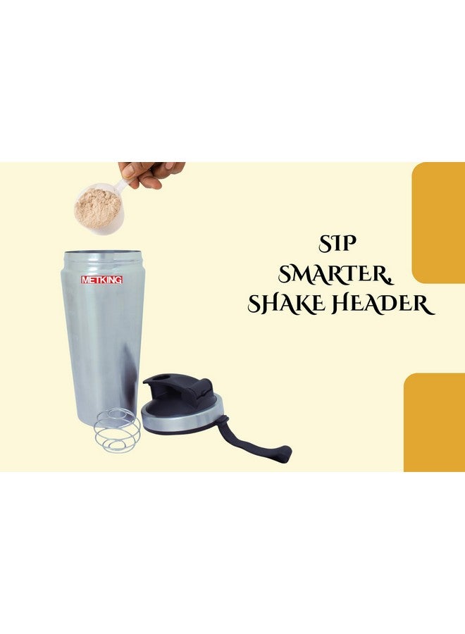 METKING METKING Stainless Steel Leakproof Protein Shaker Bottle | Gym & Fitness Workout Shaker for Pre & Post Workout | Reusable and Durable (750ml | Silver,Black|)  - Image 4