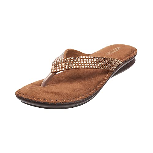Metro Women's Yellow Gold Embellished Casual Comfort Fashion Slippers UK/4 EU/37 (44-1679) - Image 1
