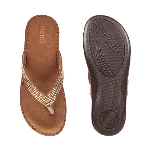 Metro Women's Yellow Gold Embellished Casual Comfort Fashion Slippers UK/4 EU/37 (44-1679) - Image 5