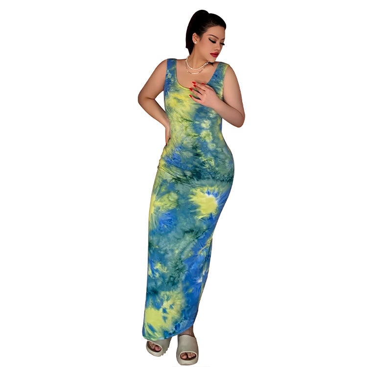 Women's Solid Color Sleeveless Maxi Bodycon Dress - Image 4