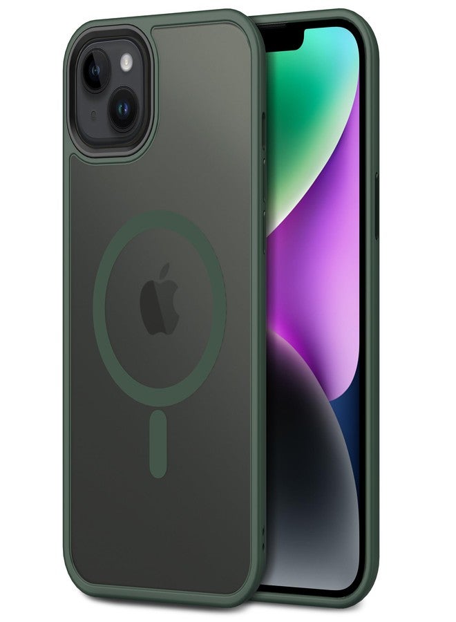 CACOE for iPhone 13/14 Case with Camera Protection, Compatible with MagSafe, Shockproof Scratch-Resistant Magnetic Back Phone Cover for iPhone 13/14 Case Dark Green - Image 1