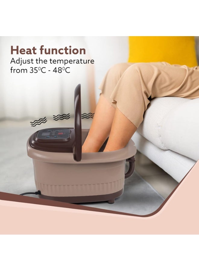 AGARO Regency Manual Foot Spa Bath Massager With Heat, 12 Massage Rollers, Heating Function, Adjustable Temperature Control, For Soothing Massage, Beige & brown - Image 3
