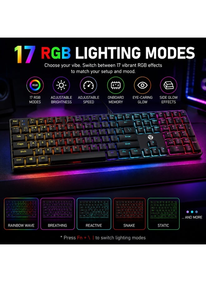 FANTECH ATOM AIR108 MK314 Gaming Mechanical Keyboard - Low Profile Red Switches - RGB 17 Modes - Extra Keycaps - Image 4