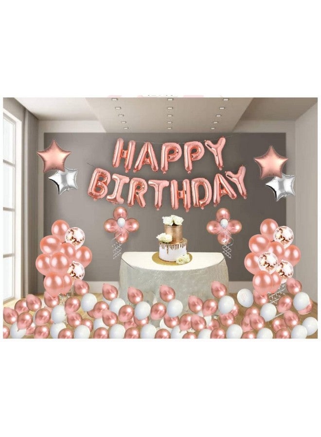 هونج كونج بالونز مجموعة من 51 قطعة من زينة عيد الميلاد باللون الذهبي الوردي من HK Balloons مع مجموعة أحرف عيد ميلاد سعيد من رقائق الألومنيوم، بالونات لاتكس، بالونات معدنية، شرائط تجعيد للبنات، زينة عيد ميلاد الزوجة - Image 1