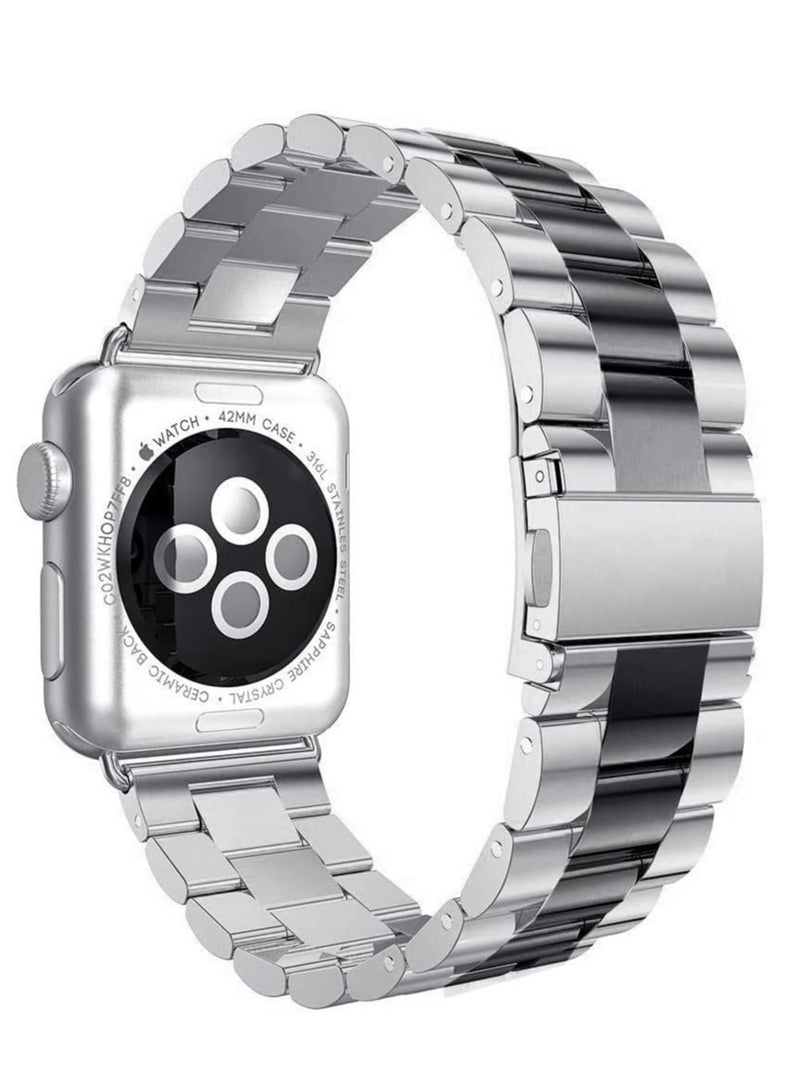 ELTRAZONE Stainless Steel Metal Strap Compatible Apple Watch 49mm/45mm/44mm/42m with Add on Screen Protector | Case Protector - Image 2